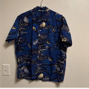 Blue Hawaiian Patterned Men's Shirt